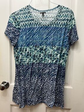 Hannah Blue & Teal Patterned Short Sleeve Tee
